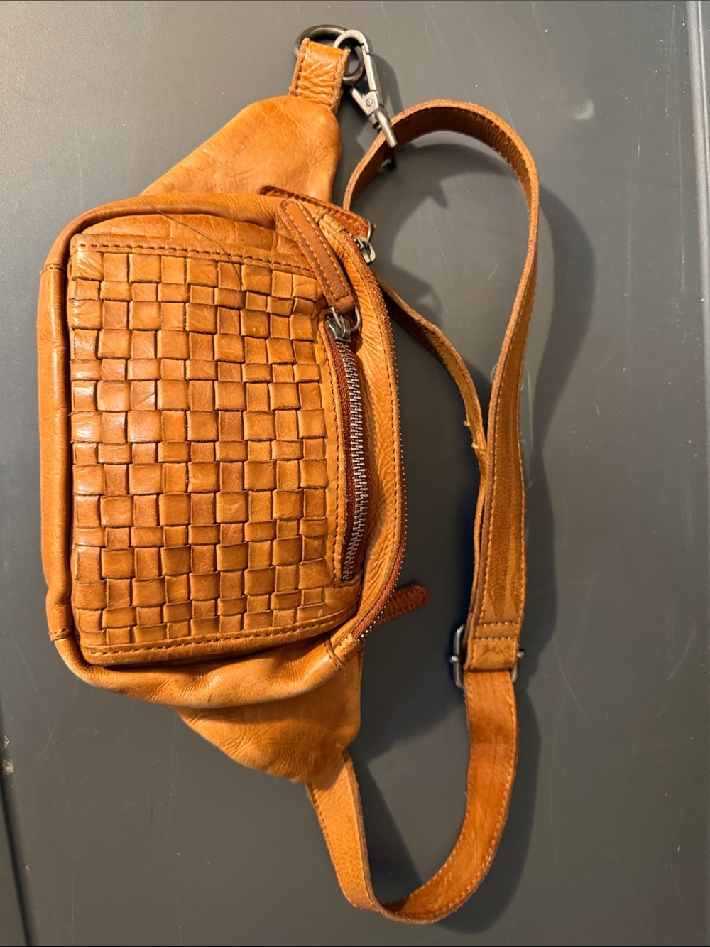Woven Leather Belt Bag in Tan - Picture 10 of 16